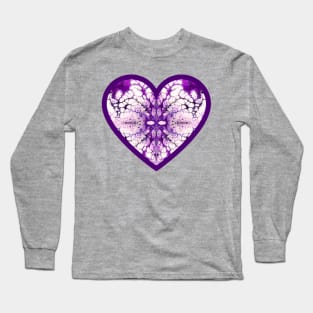 Lavender/Purple Pattern Paint Pour Heart Long Sleeve T-Shirt